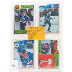 4 1982-83 Opeecee  oilers trading cards; gretzky