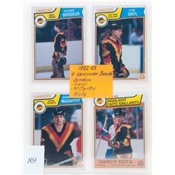 4 1982-83 vancouver canucks trading cards;