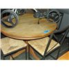Image 1 : Round oak table with 4 metal and rush seat side