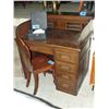 Image 1 : Oak single pedastol roll top desk