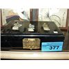 Image 1 : Black laquer oriental box with soapstone carved