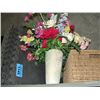 Shelf lot of misc; artificial flowers, inter-