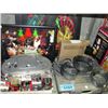Image 1 : Shelf lot of misc electronics, decorative wall