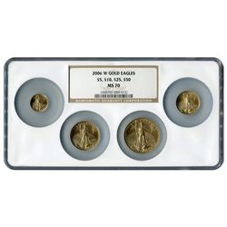 Certified American Gold Eagle 4pc Set MS70 NGC Large Ho