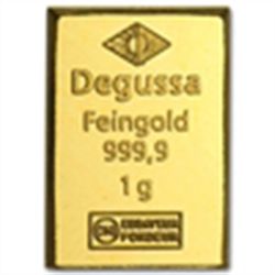 1 gram Degussa Gold Bar (No Assay) .9999 Fine