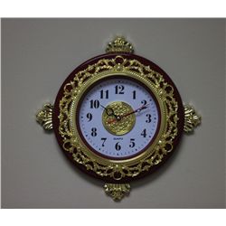 DECORATIVE VINTAGE STYLE GOLDED QUARTZ WALL CLOCK
