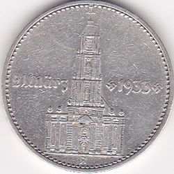 Germany 2 reichsmark 1934, Potsdam Chuch with date