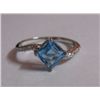 Image 1 : 1.870g Ring of Blue Topaz and Cz Sterling Silver