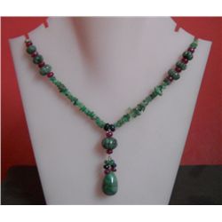 138.10 Ct Necklace of Emerald,Ruby and Sapphire Sterling Silver