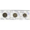 Image 1 : Belgium;  1844 ½ fr, 1864 10 centimos and 1880 1 fr.  Three coins F-VF.