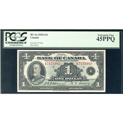 1935 Bank of Canada; 1 Dollars,  BC-1a #7175982 PCGS EF45PPQ.