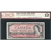 Image 1 : 1954 Bank of Canada; 1000 Dollars F-12, RADAR BC-44d #AK1614161. Described with Tear and hole.