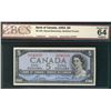 Image 1 : 1954 Bank of Canada; 5 Dollars #TX6543210, BCS CH UNC-64; Ladder Serial number.