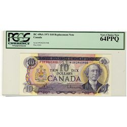1971 Bank of Canada; 10 Dollars, 0 BC-49bA #*DK2965900 PCGS CH UNC64PPQ.