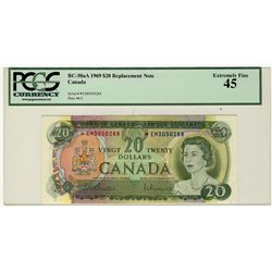 1969 Bank of Canada; $20 BC-50aA #*EM3050288 PCGS EF45.
