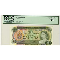 1969 Bank of Canada; $20 BC-50b #YB8021740 PCGS CH UNC64.