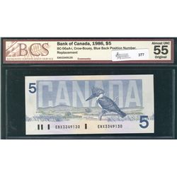 1986 Bank of Canada; 5 Dollars Choice BCS AU-55, BC-56aA-i #ENX3349130.