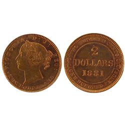 Newfoundland 1881 2 Dollars, ICCS AU58; Gold.