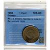 Image 1 : 1859 1Cent, CCCS MS60RB; Narrow 9, Low9, repunched 1859.