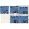 Image 1 : 1967 1 Cent, 1997, 1998(2), 2011 Non Mag, CCCS MS65; Five coins.