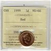 Image 1 : 1999, Cents ICCS MS66; Red.