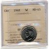 Image 1 : 1948 5 Cents, ICCS MS65.