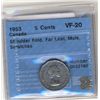 Image 1 : 1953 5 Cents; SF FL Mule CCCS VF20.  Scratches.
