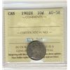 Image 1 : 1902H 10 Cents, ICCS AU58.