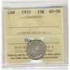 Image 1 : 1933 10 Cents, ICCS AU50.