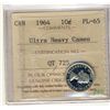 Image 1 : 1964 10 Cents, ICCS PL65; Ultra Heavy Cameo.