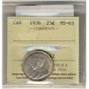 Image 1 : 1936 25 Cents, ICCS MS63.