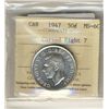 Image 1 : 1947 50 Cents, ICCS MS60; C7R.