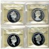 Image 1 : 1983, 1996, 1997 and 2002 1 Dollars, ICCS PF67;  Lot of four silver coins, Ultra Heavy Cameo.
