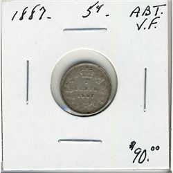 1887 5 Cents, Abt VF.