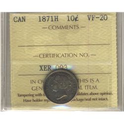 1871H 10 Cents ICCS VF-20.