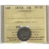 Image 1 : 1871H 10 Cents ICCS VF-20.