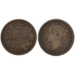 1887 10 Cents, Abt Fine.