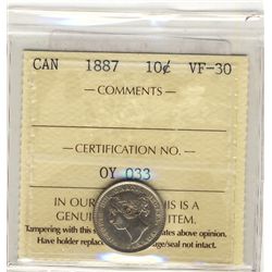 1887 10 Cents, ICCS VF-30.