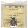 Image 1 : 1887 10 Cents, ICCS VF-30.