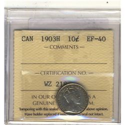 1903H 10 Cents ICCS EF-40.