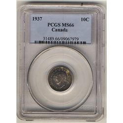 1937 10 Cents, PCGS MS-66. Nice toning.