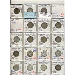 1872H 25 Cents to 1955; Nice assortment of dates including some duplicates.  Victoria(3), Edward(3),