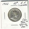 Image 1 : 1902 25 Cents EF lightly cleaned. .