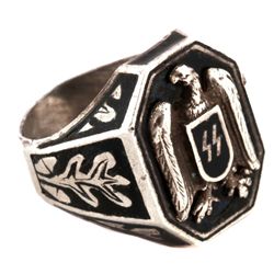 GERMAN WWII SS RUNES VICTORY RING IN 835 SILVER