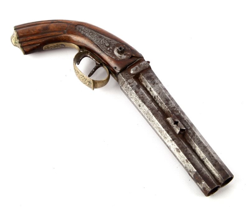 ANTIQUE ITALIAN OVER/UNDER PERCUSSION PISTOL
