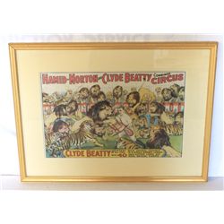 Clyde Beatty Combined Circus Framed Ad