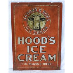 Hood's Ice Cream Single-sided Tin Embossed Sign