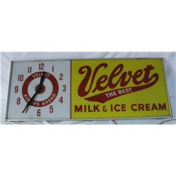 Velvet Milk & Ice Cream Lighted Sign & Clock