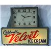 Image 1 : Caldwell's Velvet Ice Cream Lighted Sign & Clock
