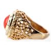 Image 2 : LADIES 14K YG DOME STYLE CORAL & DIAMOND RING